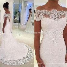 Mode nouvelle qualité de la robe de mariée à l&#39;épaule Custom White Mermaid Lace Robes de mariée MW2548